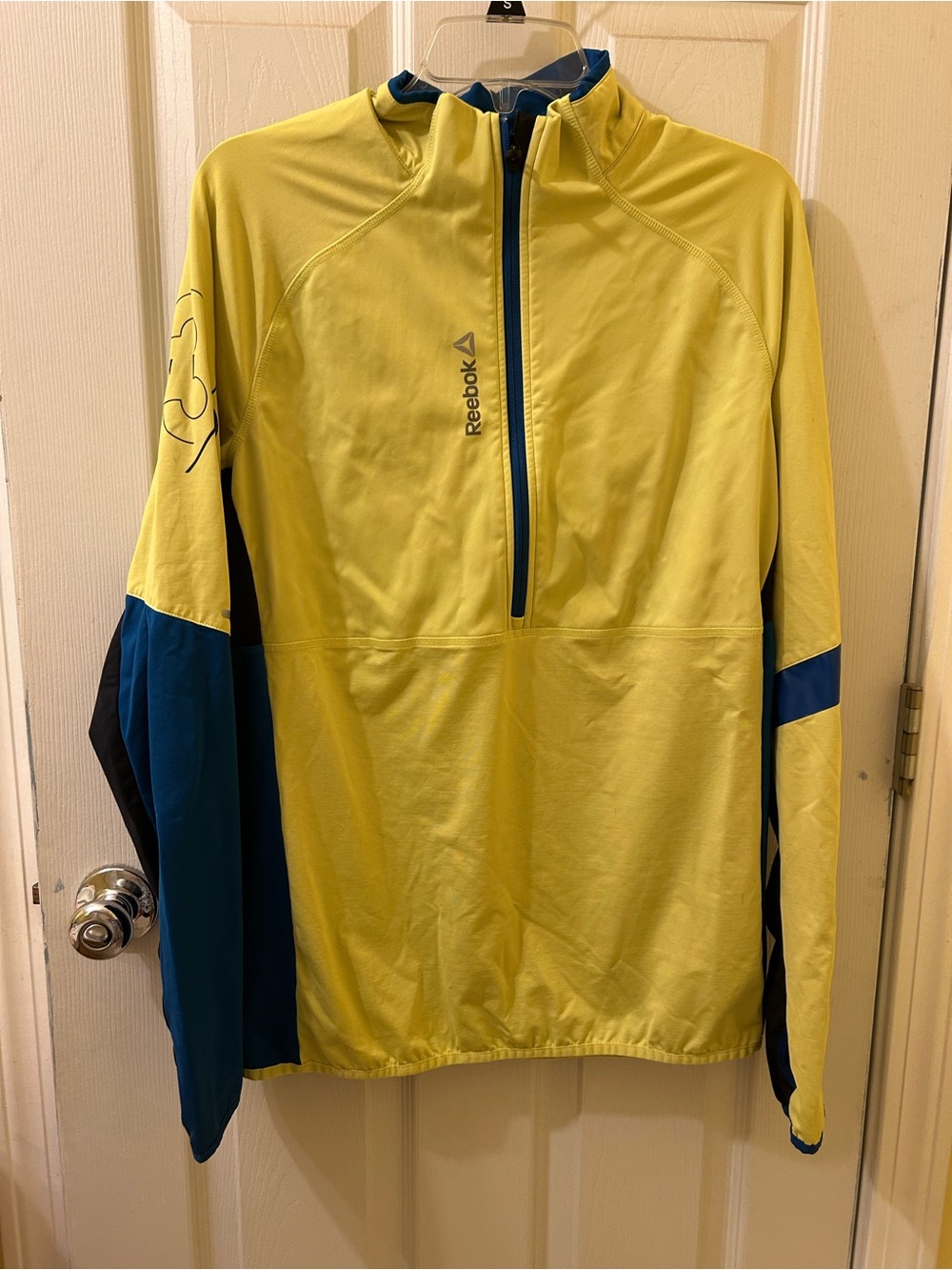 Reebok Yellow and Teal Athletic Half-Zip Top